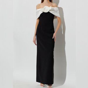 Self-Portrait BLACK Long off-shoulder dress